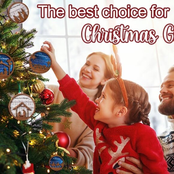 Set of 5 Wooden Nativity Ornaments Religious Christmas Gifts Decor - Picture 8 of 8